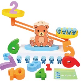 KUKUTrue Montessori Spielzeug 3 4 5 Jahre, Mathe Waage, Spiele ab 3 Jahre, Holzspielzeug, Motorikspielzeug, Lernspiel, Geschenk 3-5 Jahre Kinder Junge Mädchen