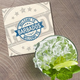 Unbranded Welcome To Barbados Grunge 4'' X 4'' Square Wooden Coaster