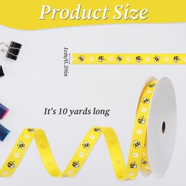 Bee Teacher Daisy Flower Grosgrain Ribbon, 3/8 Inch x 10 Yard Yellow Black Bee Summer Ribbon for Gift Wrapping, Hair Bows, Party Decoration, DIY Crafts