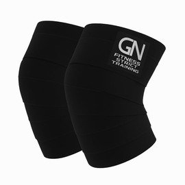 GN FITNESS Vendas Para Rodillas Gym, Wraps Para Rodilla Gym, Rodillera para Gym, Equipo de entrenamiento de pesas, Evita lesiones en tus articulaciones, Unise (Negro)