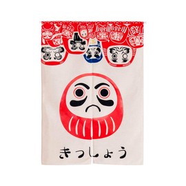 LIGICKY Noren Japanese Style Doorway Curtain Cotton Linen Doll Daruma Printed Window Treatment Door Tapestry for Home Decoration 33.5" Width x 47.2" Long