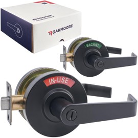 Oakmoore Commercial Door Handle - Vacant Occupied Bathroom Lock | Black Restroom Door Lock for Public & Industrial Buildings