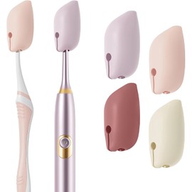 Muslish Fundas de silicona para cepillos de dientes, paquete de 4, para cabezales eléctricos y manuales, protector portátil para viajes y hogar (crema)
