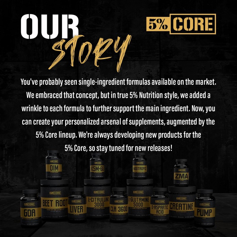 5% Nutrition Core L-Glutamine 5000 Supplement w/L-Alanine | Immune &