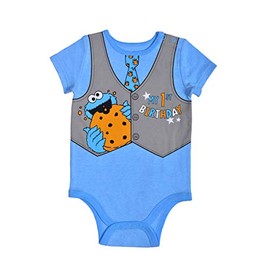 Sesame Street Elmo First Birthday Baby Boys Bodysuit Creeper for Infants