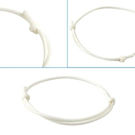 Cheriswelry 50pcs White Adjustable Bracelet Making Korean Waxed Polyester Cord Bracelet Friendship Bracelet String Inner Diameter 40~70mm for Women Men Jewelry Making Supplies