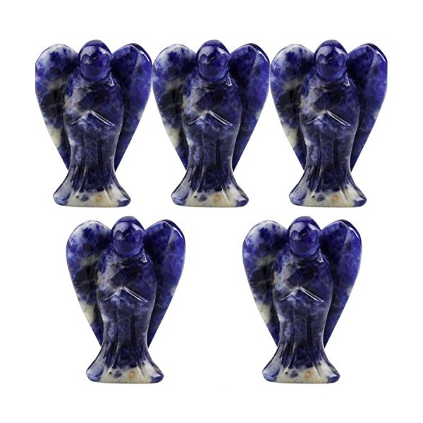 mookaitedecor Guardian Angel Figurines Set of 5,Crystals Gemstone Carved Mini