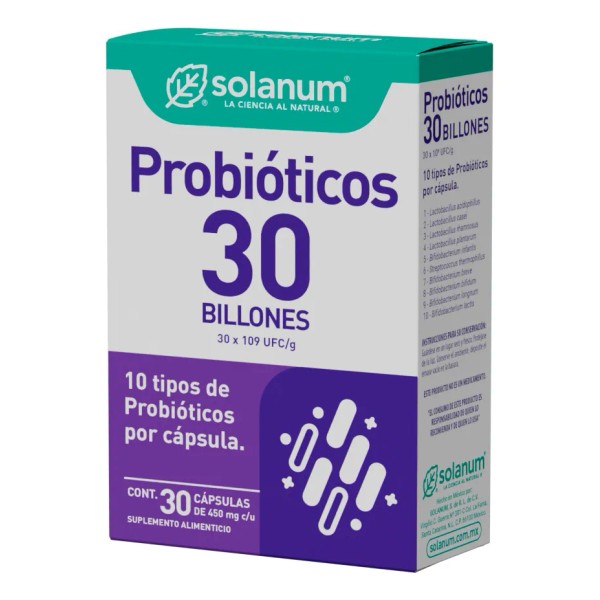 Solanum Probióticos 30 Billones 30 Cápsulas