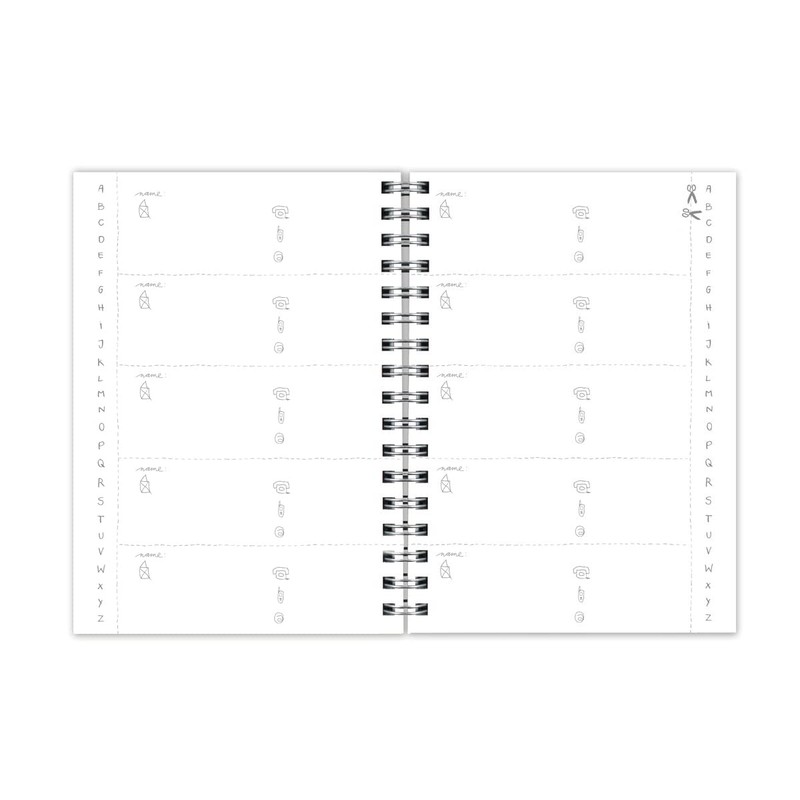 A6 White Floral Design Address Book with Flexible Dividers with
