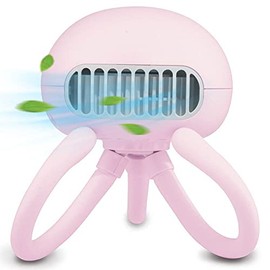 Stroller Fan Portable Bladeless Fan ​Mini Handheld Fan with Flexible Tripod Clip on Stroller Fan 3 Speeds Rechargeable Battery Operated Fan for Stroller, car Seat, Crib, Bike and Desktop (Pink)