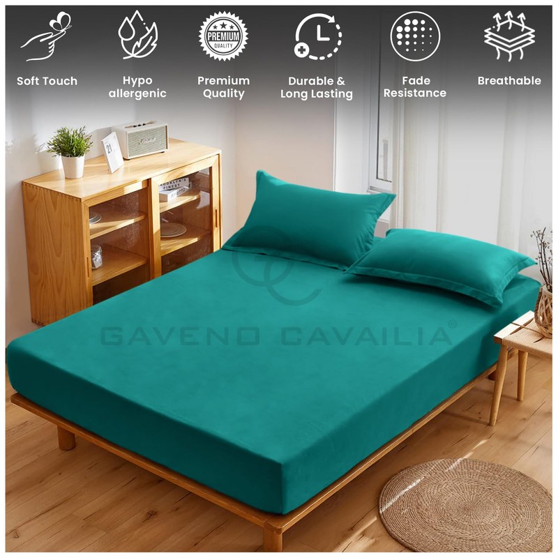 Plain Dyed Bedding Fitted Bedsheets, Soft & Comfy Double Bed