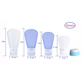 iCarenis Travel Bottles Silicone Containers Set, Leak Proof TSA Approved Cosmetic Containers Tubes for All Liquid Toiletry, 1.25 oz, Set of 4