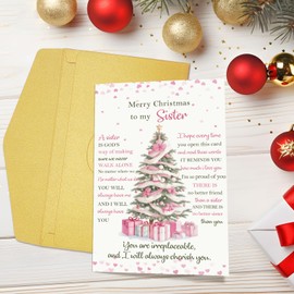 Sister Christmas Card, Christmas Card for Sisters, Xmas Holiday Cards Gifts for Sister Bestie, You Are Irreplaceable and I Will Always Cherish You