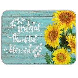 Dish Drying Mat for Kitchen Sunflower Grateful Thankful Bless Counter 18 x 24 inch-Absorbent Microfiber Dish Mat, Reversible Drying Pad Dish Drainer Rack Mats for Countertop Fast Dry