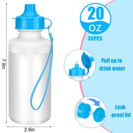 Zubebe 36 Pcs Sports Water Bottles Bulk 20 oz Squeeze Reusable Plastic Water Bottle with Nylon Strap Blank DIY Water Bottles for Kids Adults School Thanks Gift Outdoor Sport Fitness(Mix Color)