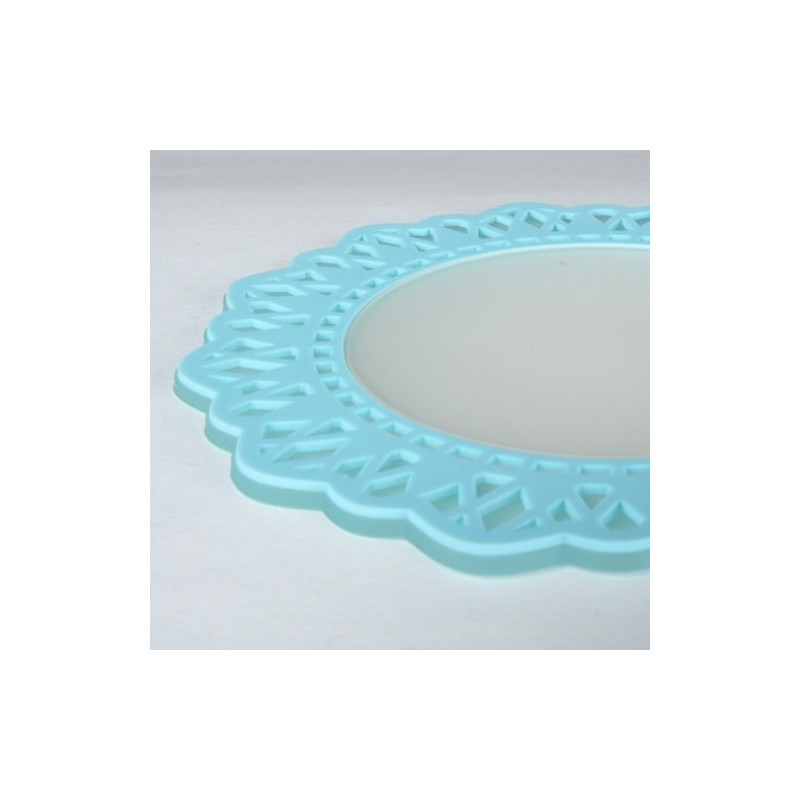 Antique Lace Wind Vinyl Coasters Clear x Blue Diameter 100 mm