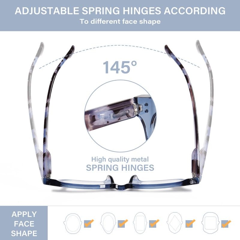 Progressive Multifocus Reading Glasses for Women Men Oversized Anti Blue