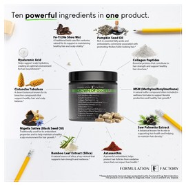 Formulation Factory Crown of Glory 10-in-1 Hair Growth Maximizer, DHT Blocker with Saw Palmetto, Fo-Ti, Collagen, Pumpkin Seed Oil & More, Supports Hair & Scalp Health (4 Month Supply, 240 Capsules)
