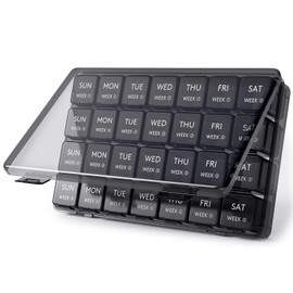 Lifewit Pastillero Mensual, Organizador de Pastillas de 28 Días, Pastilleros de 4 Semanas y un Mes, Organizadores de Medicamentos con Compartimentos Amplios para Vitaminas, Aceites