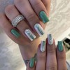 BFY Green Press on Nails Short Square Fake Nails, Spring