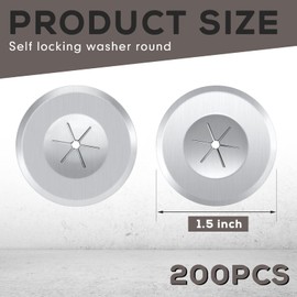 1.5 Inch Perforated Insulation Pins Self Locking Washers Flat Washer Round Galvanized Steel Plaster Washers for Wall and Ceiling (200 Pieces)