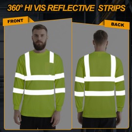 Graunton Reflective Shirts for Men Class 3 Hi Vis Shirts with Pokcet, Hi Visibility Shirts with Long Sleeve for Men Women, Work Blouse for Construction, Quick Dry &Breathable, GRCX-Yellow 4XL.