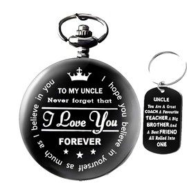 Udaney to My Uncle Pocket Watch Black Watch Gifts for Uncle from Nephew Niece