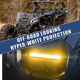 Chelhead Black Steel Grille with 11 INCH Yellow Slim Led Light Bar Combo Beam and Wiring Harness Compatible with Can-Am Maverick X3 2016 2017 2018 2019 2020 2021 2022 2023