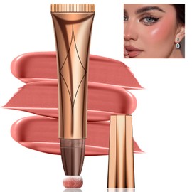 Cream Contour Beauty Wand,Xcreando Liquid Contour Stick with Cushion Applicator Silky Liquid Bronzer Stick Waterproof Lightweight Face Concealer Contouring with Natural Matte Finish(#05 Rose Gold)
