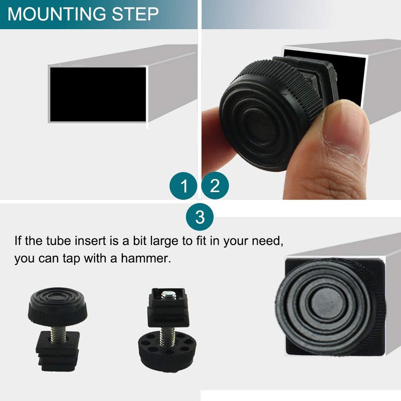 sourcing map Adjustable Leveling Feet 20 x 20mm Square Insert