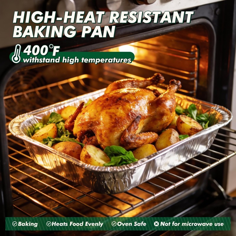 9x13 Aluminum Foil Pans 30 Pack, Disposable Baking Pan for