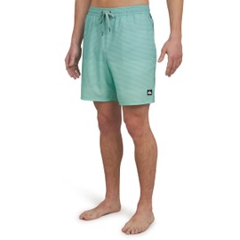 Quiksilver Men's Standard Swimwear Regular Fit Stretchable Comfort Liner Swim Trunks, Striped Design-Jade Grey
