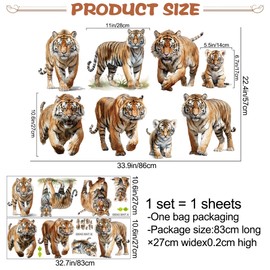 AM AMAONM Removable 3D Nature Jungle Wild Animals Wall Stickers DIY Peel and Stick Safari Tiger Lion Elephant Wall Decals Aniaml Wall art Decor for Kids Baby Bedroom Nursery Living Room (Tiger family)
