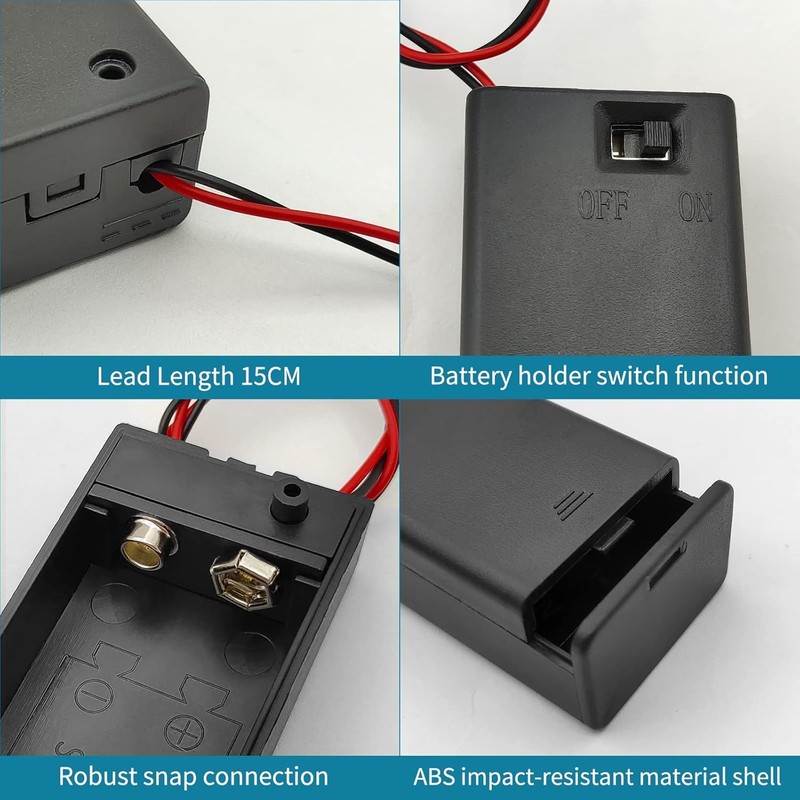 9V Battery Holder 3 Pack, 9 Volt Battery Holder with