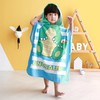 Kids' Cartoon Hooded Beach & Bath Towel Robe with Buttons 75*150/Shark Pattern 3ea