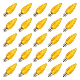 Vickerman 300398-0.96 watt 130 Volt C9 Intermediate Screw (E17) Yellow Faceted LED Light Bulb (25 Pack) Christmas Light Bulbs (XLEDC97-25)