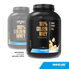Maxler Maxler 100% Golden Whey Protein - 24g of Protein per Serving - Premium Whey Protein Powder for Pre Post Workout - Fast-Absorbing Whey Concentrate, Isolate & Hydrolysate Blend - Bananas & Cream 5 lb