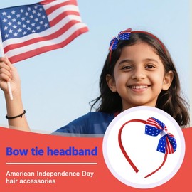 USA American Flag Headband 4th Fourth of July Independence Day Headband Hat Hair Bows for Girls Patriots Bowknot Hair Hoop Patriotic Memorial Day Hair Accessories USA Party Decorations Headwear