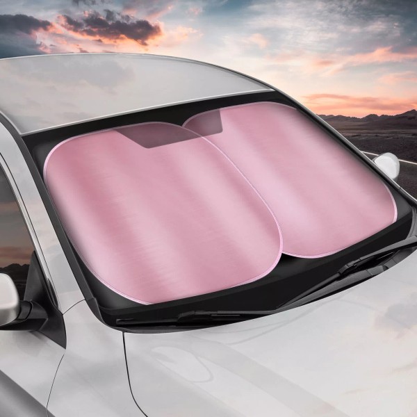 BDK 2PC Metallic Pink Premium Reflective Polyester Pop Up Car