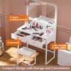 Keonjinn White Vanity Desk with Mirror and Lights, LED Makeup
