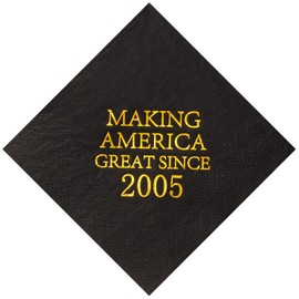Crisky 18th Birthday Disposabel Napkins Black and Gold Dessert Beverage Cocktail Cake Napkins 18th Birthday Decoration Party Supplies for Man, Making Great Since 2003, 50 Pack 4.9"x4.9" Folded