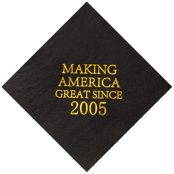 Crisky 18th Birthday Disposabel Napkins Black and Gold Dessert Beverage Cocktail Cake Napkins 18th Birthday Decoration Party Supplies for Man, Making Great Since 2003, 50 Pack 4.9"x4.9" Folded