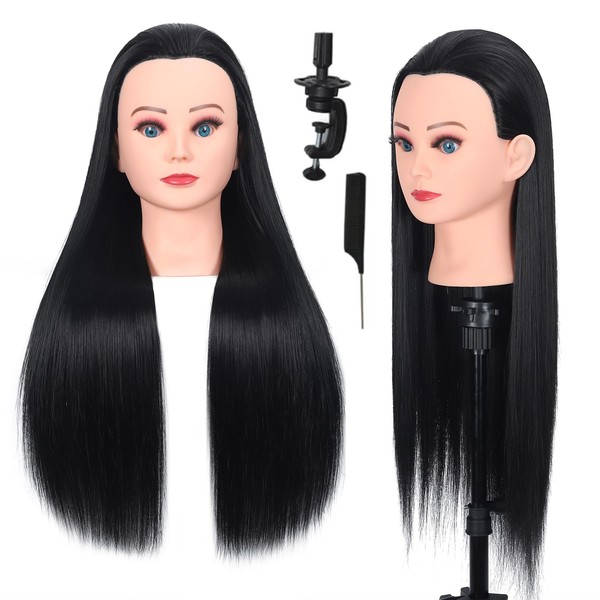 Mannequin Head 28'' Long Hair Styling Training Head Dolls for