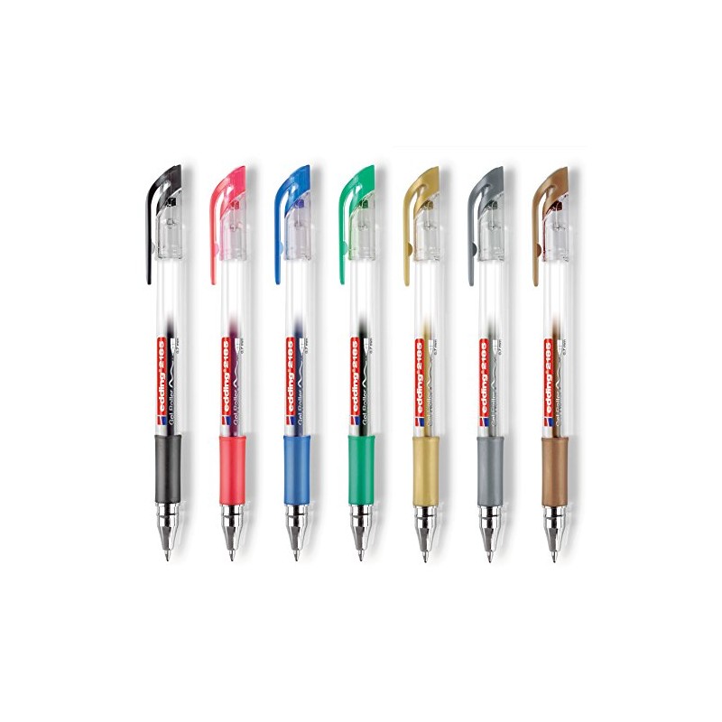 Edding 2185 Gel Rollerball Pens (Standard Colours), 7 Pieces, 0.7
