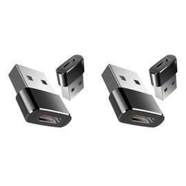 USB-C to USB-A Adapter [4-Pack] – Mini OTG Converter for Car, Apple CarPlay & Android Auto, Charging & Data Sync, Compact Design (Black)