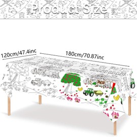 SINGOMON 2PCS Farm Party Table Cloths White Table Cloths Paper Coloring Table Cloths Rectangular Table Cloths Dinning Table Covers Disposable Tablecloths for Farm Birthday Decorations
