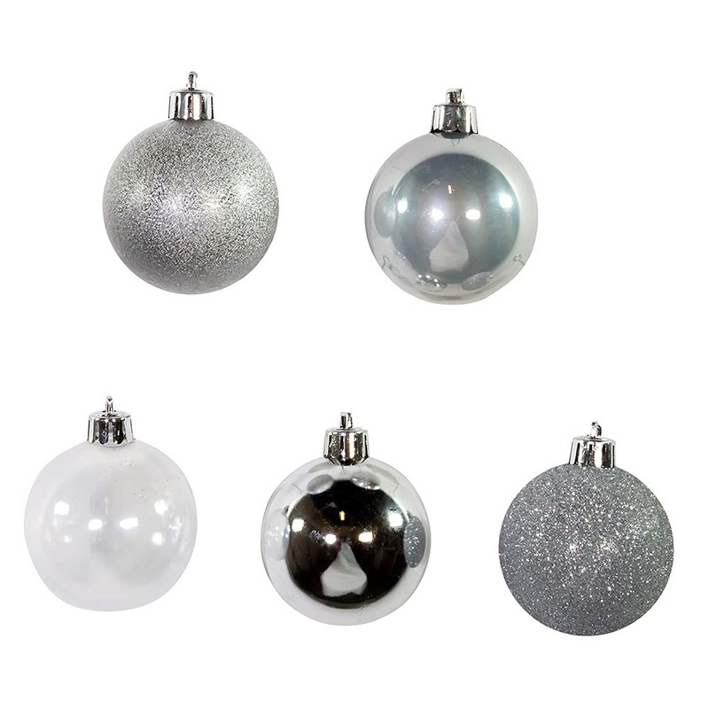 60mm Shatterproof Silver Ball Ornaments, 30 Piece Set