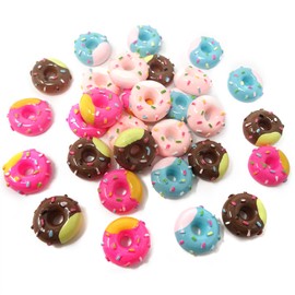 HONBAY 30PCS Candy Colors Donut Flatback Resin Charms Resin Donut Slime Charms Cute Resin Embellishments Simulated Food Resin Cabochons Arts Crafts Jewelry Making Decoration Accessories, Resin, resin