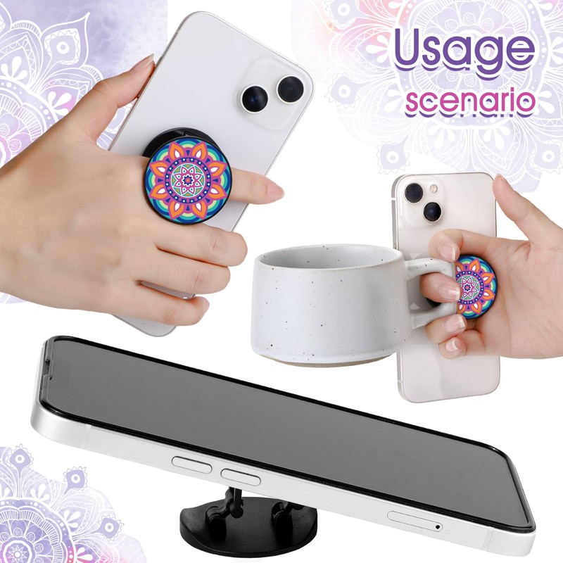 Honoson 9 Pieces Cell Phone Grip Holder Collapsible Holder Colorful