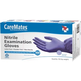 Caremates Nitrile Exam, Powder Free Glove, X-large, 100-count
